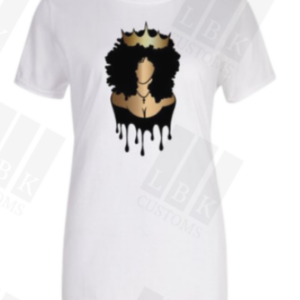 White shirt featuring queen with a crown