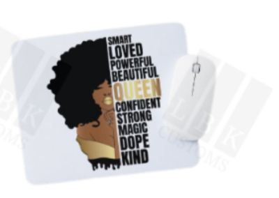White Mouse pad with motivational words for a queen