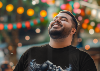 man smiling wearing a black shirt