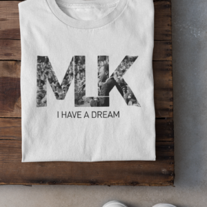 White tee with MLK letter images