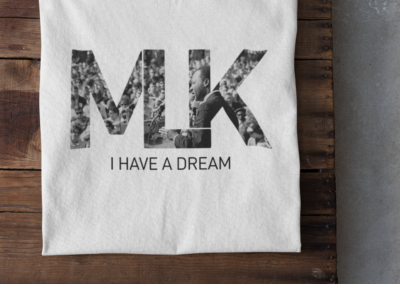 White tee with MLK letter images