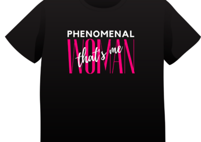 Black short sleeve tee with phenomenal woman Text
