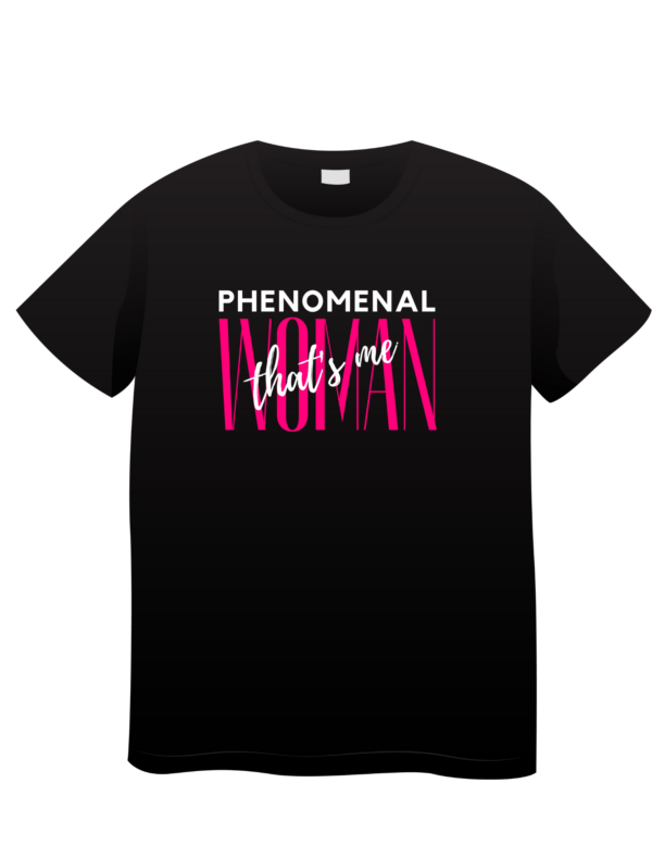 Black short sleeve tee with phenomenal woman Text
