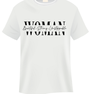 White tee- Unstoppable text