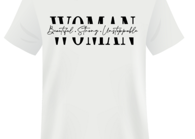 White tee- Unstoppable text